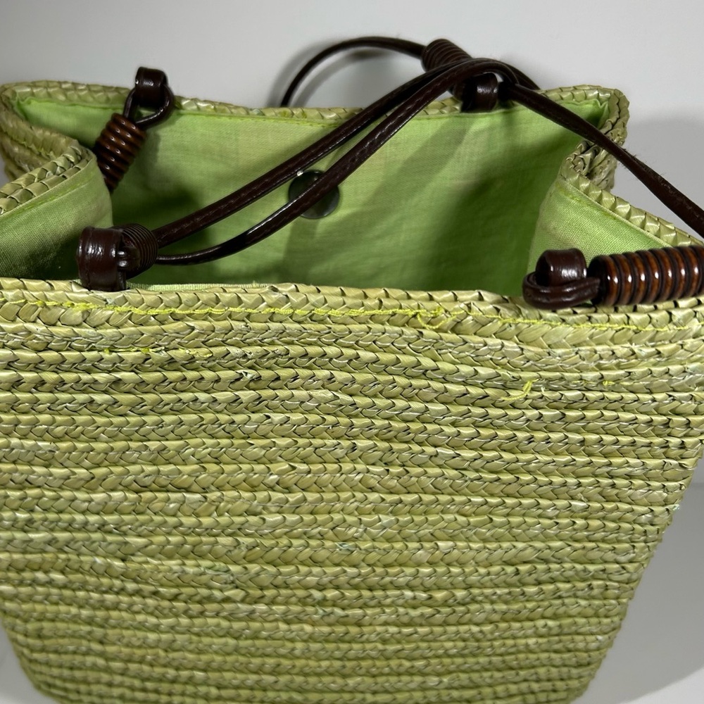 Authentic StJohnsBay Straw lime color purse - Picture 2 of 12